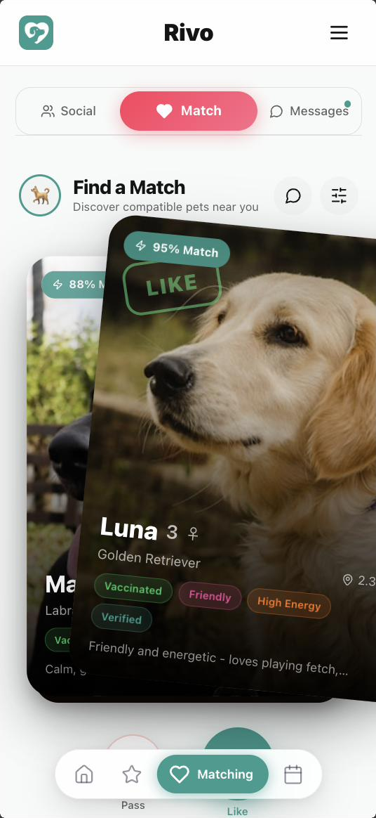 La app Rivo mostrando el tipo de público de dueños de mascotas al que llegan los aliados